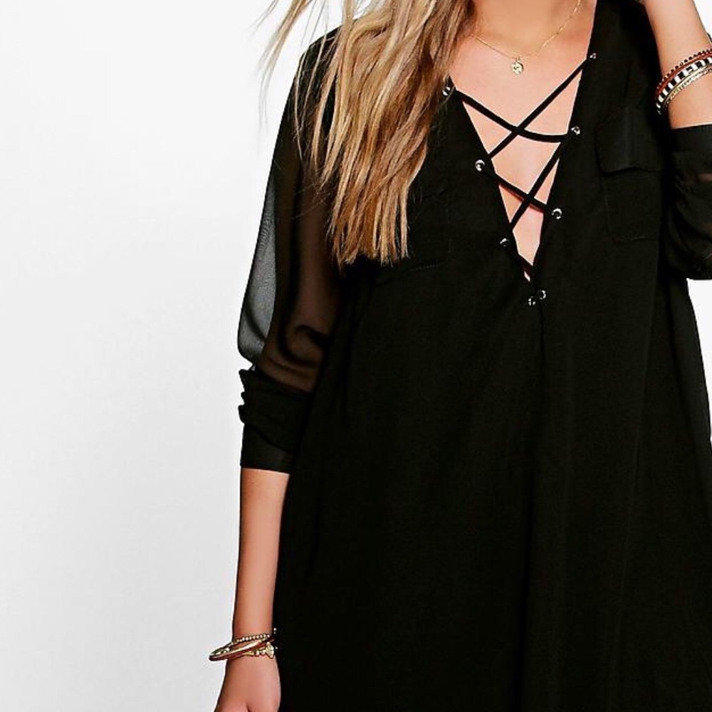 Dress with sheer overlay
